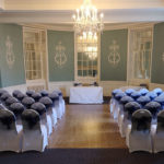 Room set up for a wedding at The Lion Hotel in Shrewsbury town centre.