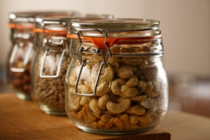 Close up of a jar of cashew nuts as part of mercure hotels meeting food offering