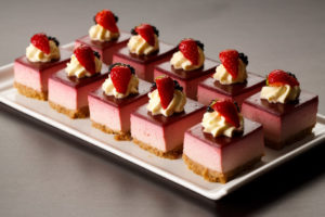 A plate of appetising pink desserts as part of mercure hotels meeting food offering